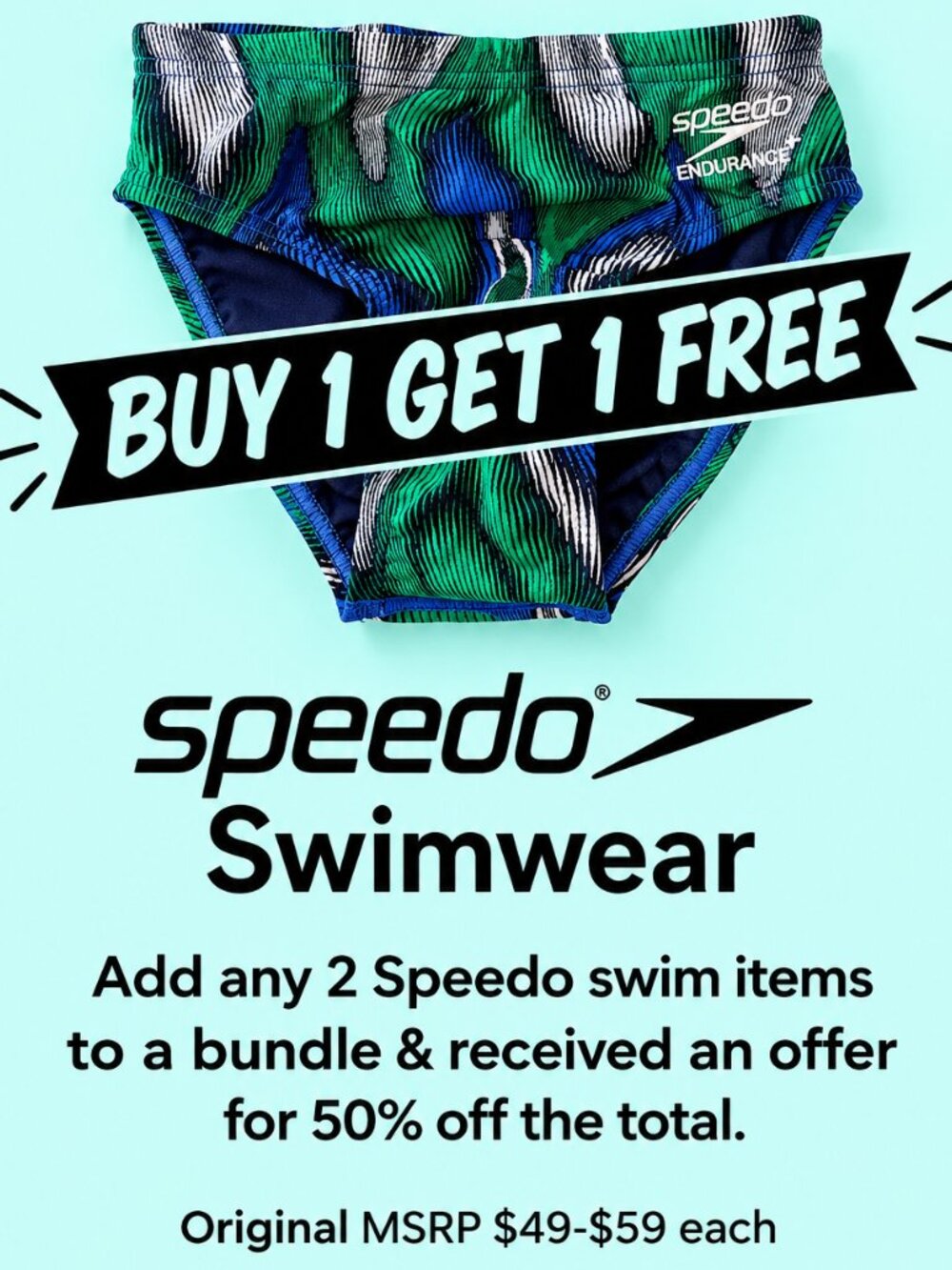 Speedo Youth Boys Swimwear ML 24 Purpose Brief Endurance+ Blue Green Train New